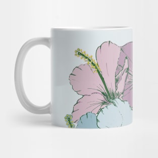 Blue and purple hibiscus flowers Mug